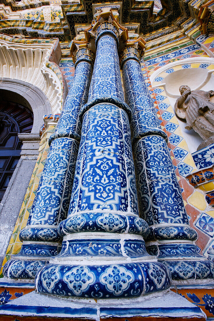 Pillars of Church of San Francisco,Acatepec,Cholula,Mexico