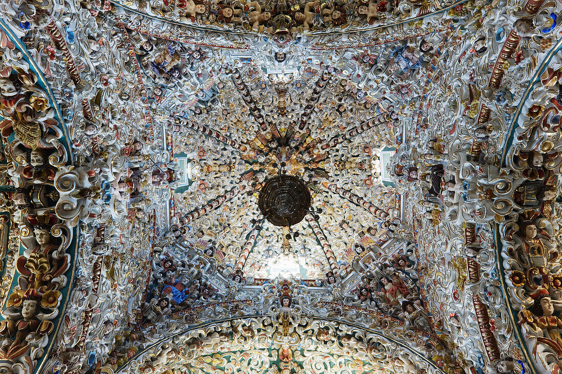 Ceiling of Church of San Francisco,Acatepec,Cholula,Mexico