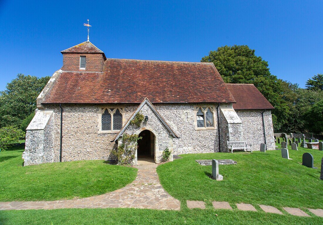 The 11th century Church of St. Mary The Virgin at Friston,South Downs National Park,East Sussex,England,United Kingdom,Europe