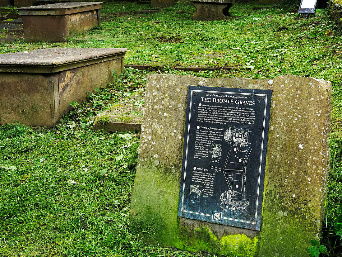 Bronte Graves Plaque, Haworth, Yorkshire, England, Vereinigtes Königreich, Europa