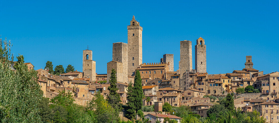 Blick auf die Skyline von San Gimignano, San Gimignano, UNESCO-Welterbe, Provinz Siena, Toskana, Italien, Europa