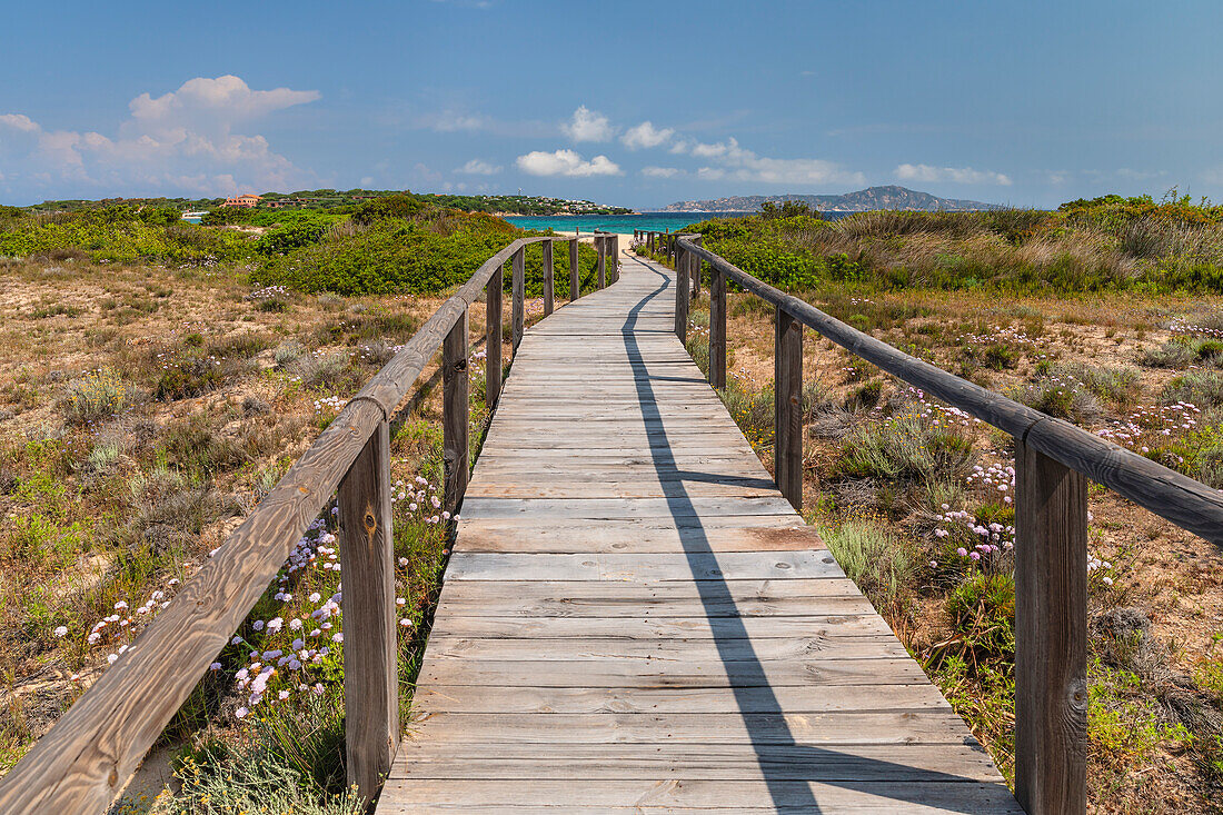 Weg (Promenade) zum Strand von Porto Pollo, Porto Puddu, Gallura, Sardinien, Italien, Mittelmeer, Europa