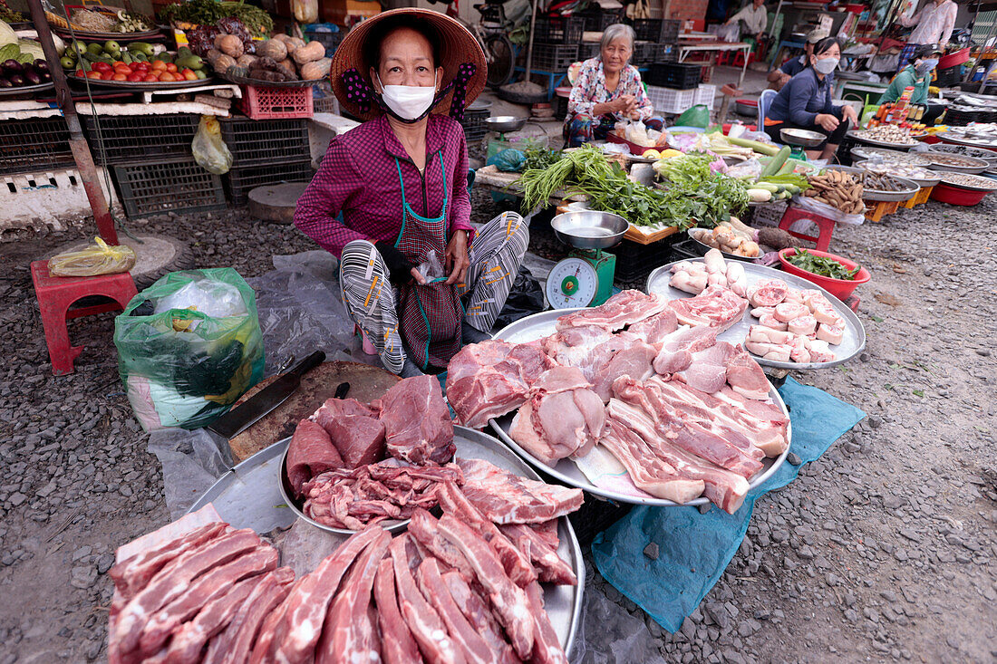 Straße Frischfleischmarkt, Vung Tau, Vietnam, Indochina, Südostasien, Asien