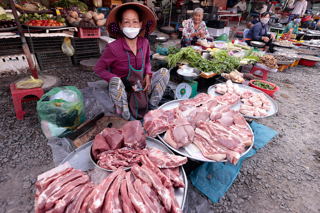 Street fresh meat market,Vung Tau,Vietnam,Indochina,Southeast Asia,Asia