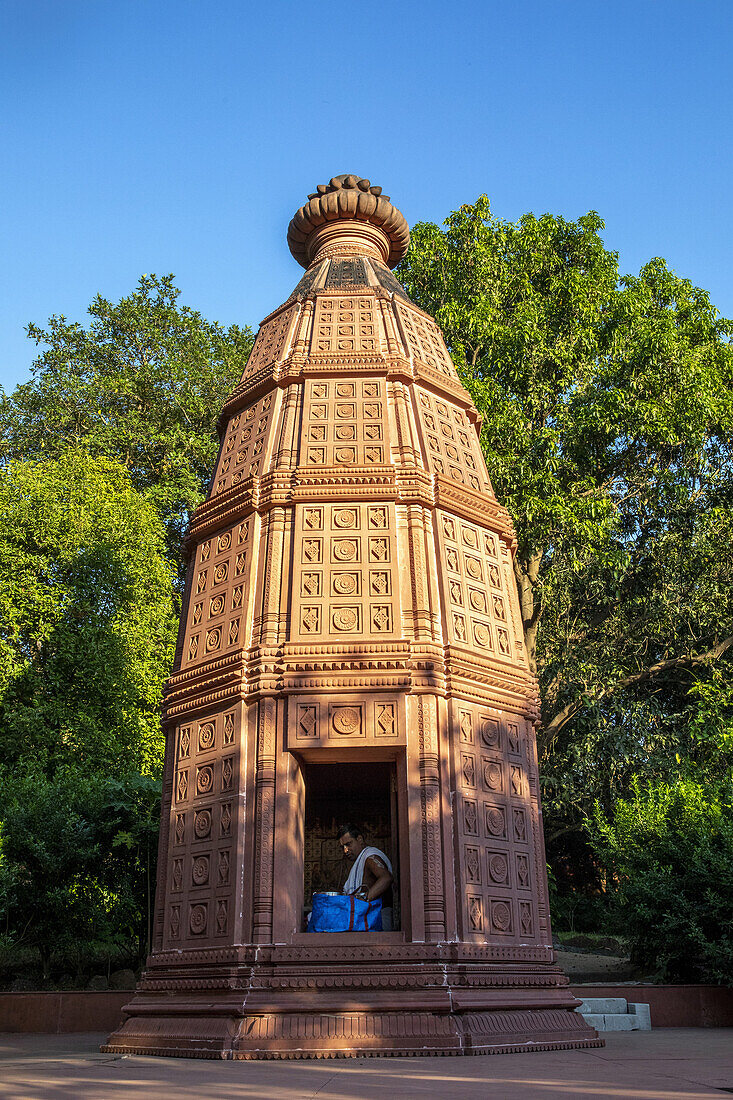 Priest in a temple at Goverdan ecovillage,Maharashtra,India,Asia