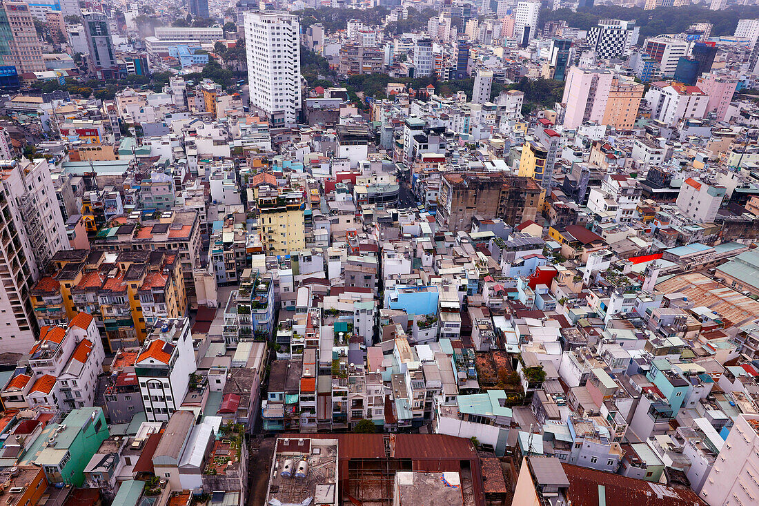 Aerial view during the day with residential houses,Ho Chi Minh City,Vietnam,Indochina,Southeast Asia,Asia