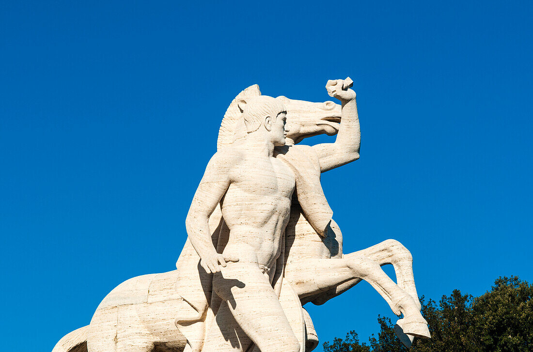 Statue at Palazzo della Civilta Italiana (Palazzo della Civilta del Lavoro) (Square Colosseum),EUR,Rome,Latium (Lazio),Italy,Europe