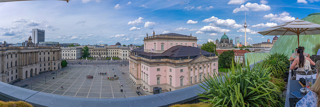 View of Bebelplatz,Berliner Fernsehturm and Berlin Cathedral from the Rooftop Terrace at Hotel de Rome,Berlin,Germany,Europe