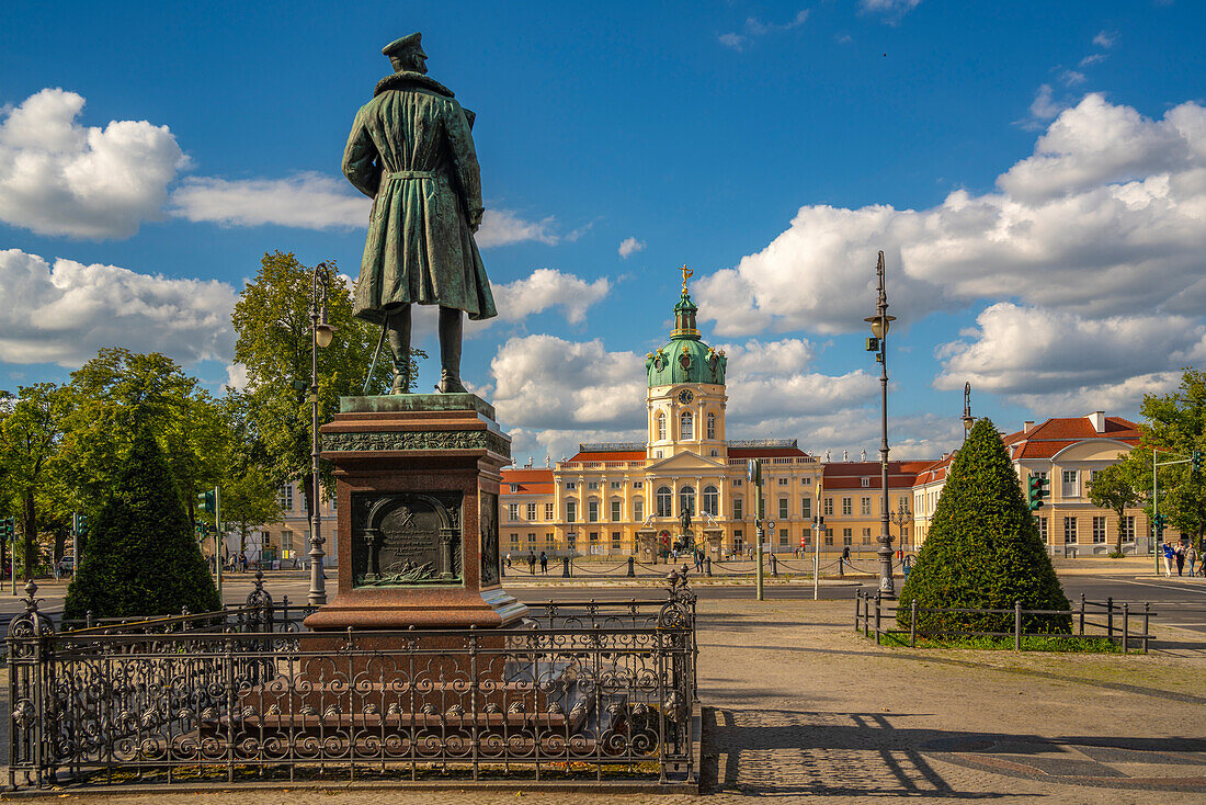 View of Charlottenburg Palace at Schloss Charlottenburg and Monument to Albrecht von Preussen,Berlin,Germany,Europe