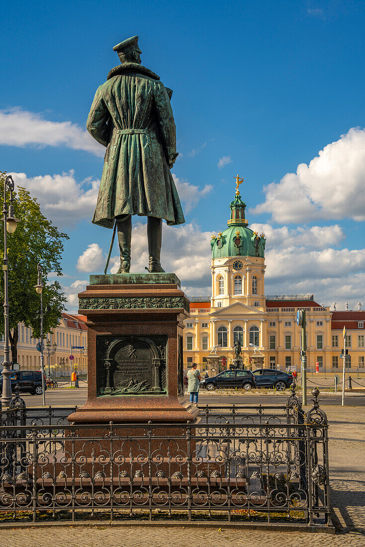 View of Charlottenburg Palace at Schloss Charlottenburg and Monument to Albrecht von Preussen,Berlin,Germany,Europe