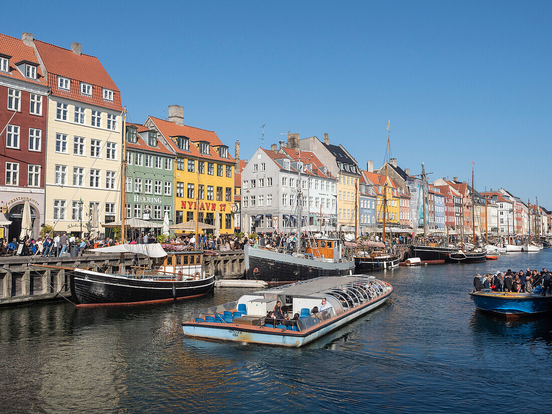 Harbour cruise boats,Nyhavn Harbour,Copenhagen,Denmark,Scandinavia,Europe