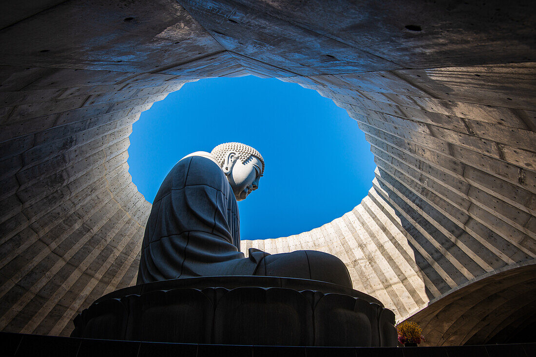 Massive Buddha-Statue auf dem Buddha-Hügel, Makomanai-Takino-Friedhof, Sapporo, Hokkaido, Japan, Asien