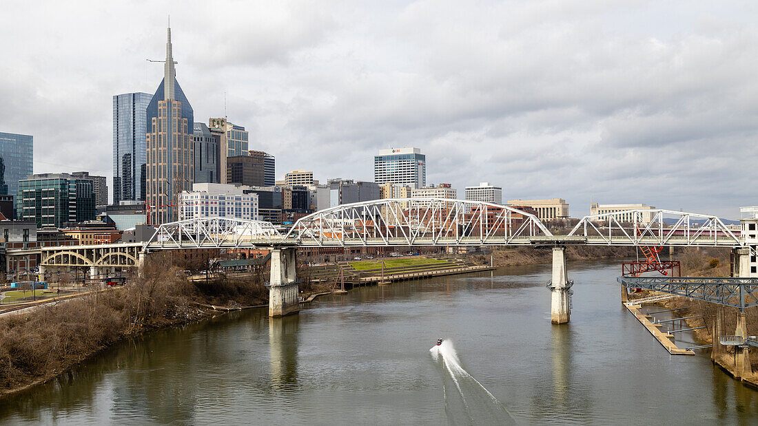 Skyline, Cumberland River, Nashville, Tennessee, Vereinigte Staaten von Amerika, Nordamerika