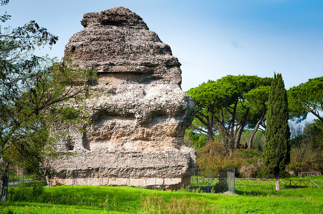 Pyramid mausoleum,Roman Villa of Quintilii,Appian Way,Rome,Latium (Lazio),Italy,Europe