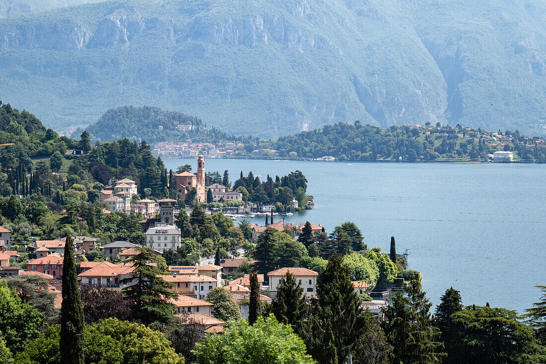 View of the town of Tremezzo,Lake Como,Italian Lakes,Lombardy,Italy,Europe