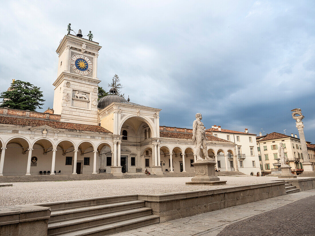 Loggia of San Giovanni with clock tower,Piazza della Liberta,Udine,Friuli Venezia Giulia,Italy,Europe