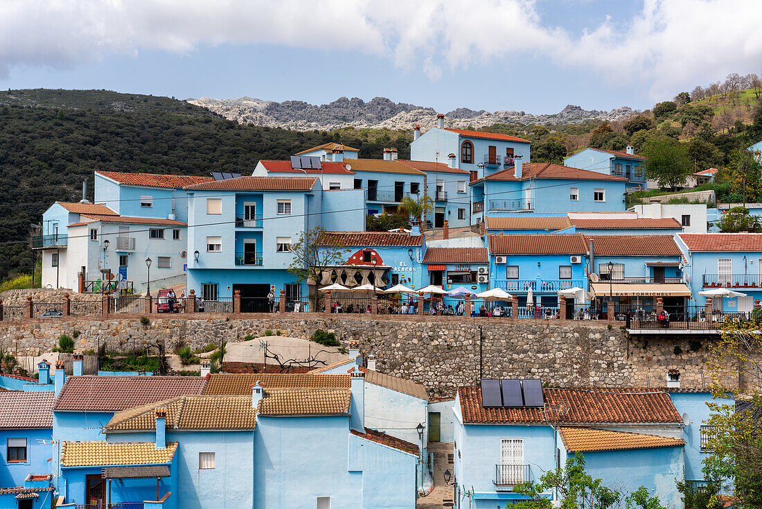 Blau bemaltes Schlumpfhaus Dorf Juzcar,Pueblos Blancos Region,Andalusien,Spanien,Europa