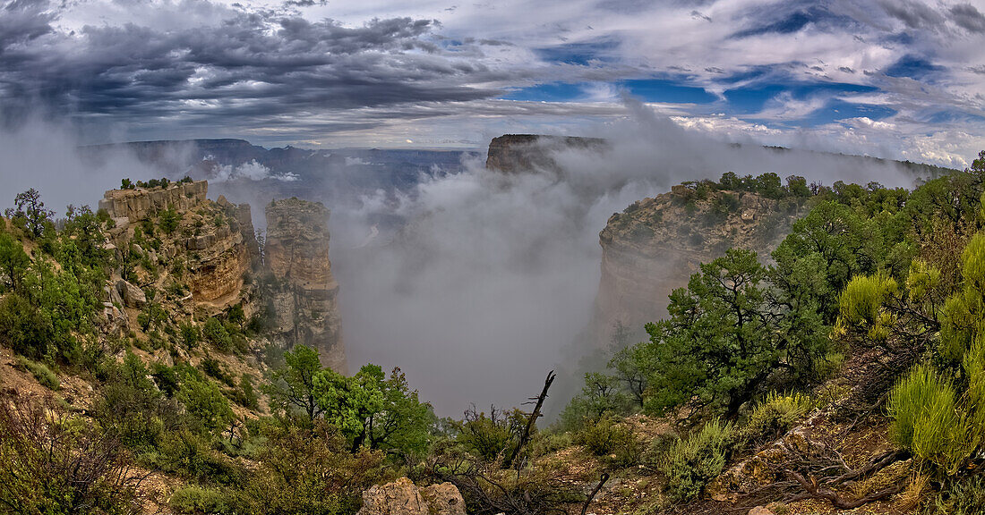 Grand Canyon view from Moran Point on a cloudy day with the clouds floating inside the canyon,Grand Canyon National Park,UNESCO World Heritage Site,Arizona,United States of America,North America