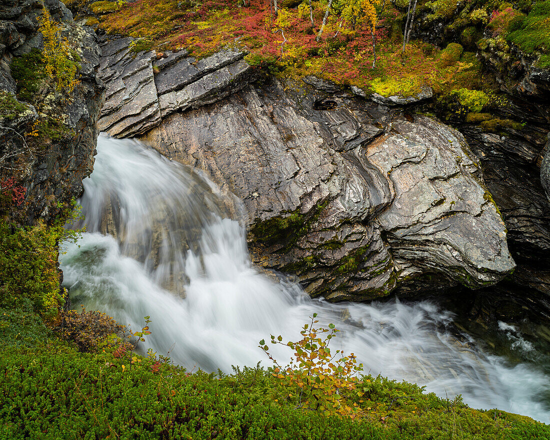 Rapids and rocks,autumn colour,Norway,Scandinavia,Europe