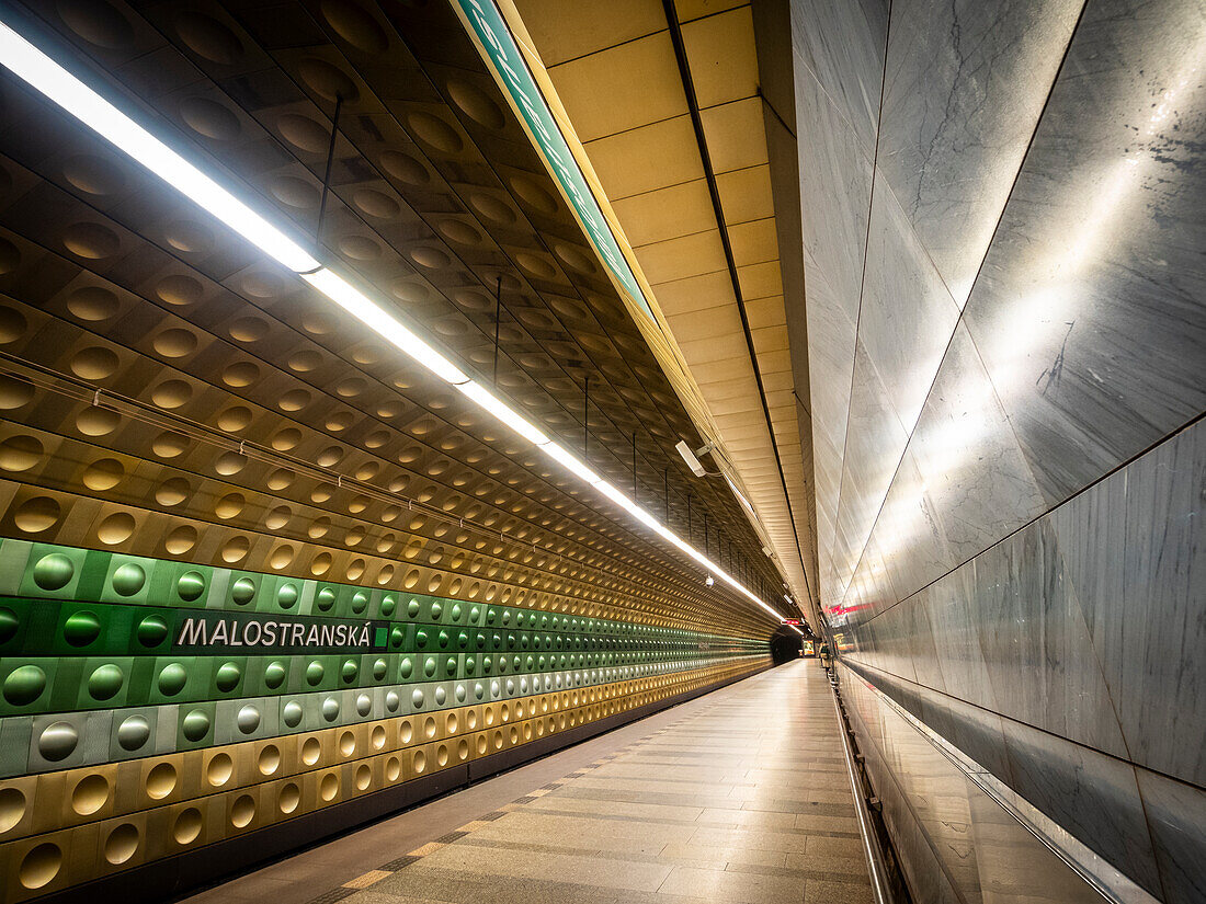 Malostranska metro station,Prague,Czechia (Czech Republic),Europe