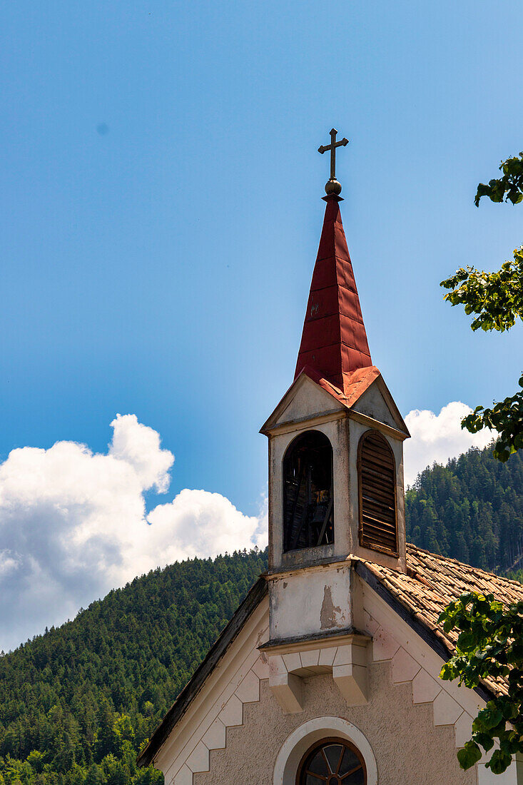 Bell tower of an ancient little church,Bozen district,Sudtirol (South Tyrol),Italy,Europe