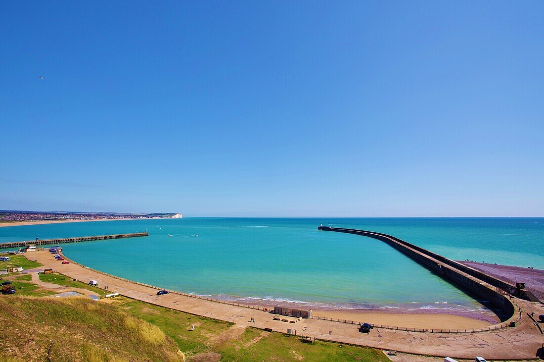 Hafen von Newhaven, von wo aus Oscar Wilde, Edward VIII, Operation Jubilee (der Überfall von Dieppe 1942) und Lord Lucan in die Normandie, Frankreich, segelten Newhaven, East Sussex, England, Vereinigtes Königreich, Europa