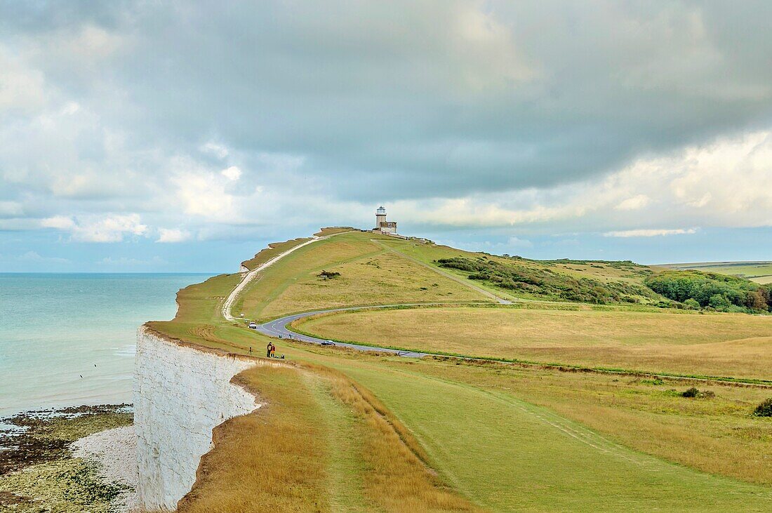 The 19th century Belle Tout lighthouse,now disused,at the cliff edge near Beachy Head,South Downs National Park,East Sussex,England,United Kingdom,Europe