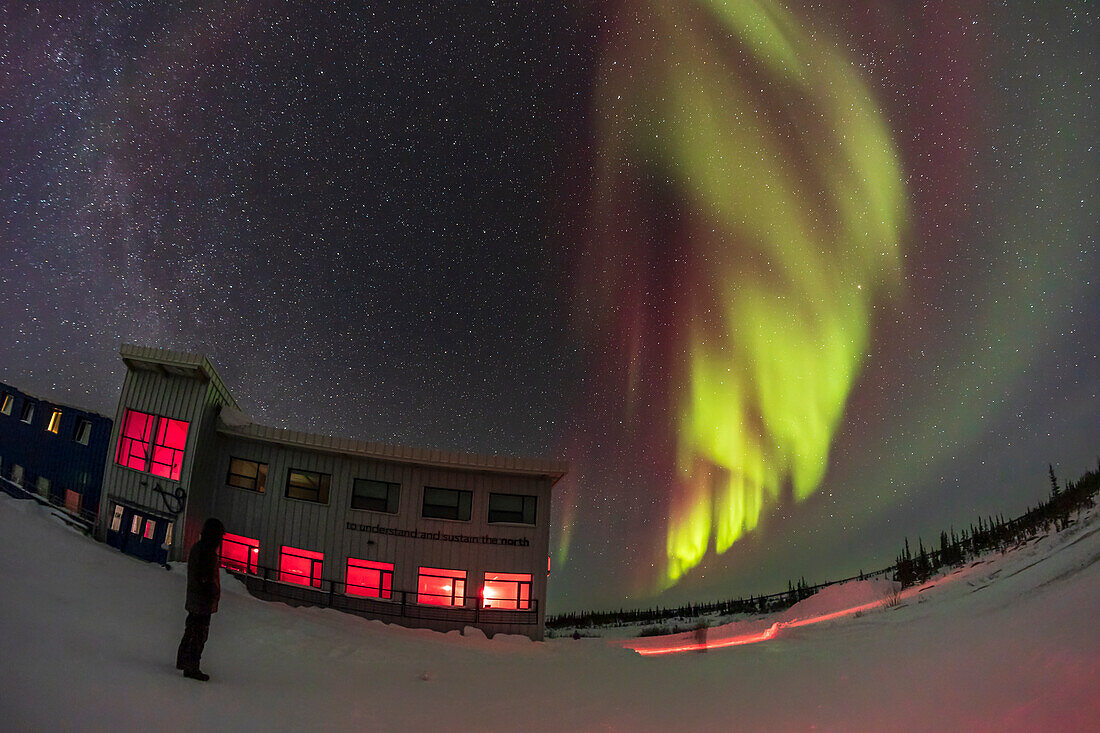 An example of brightening auroral curtain to the northeast,on a night with activity increasing at this time,in Churchill,Manitoba from the Northern Studies Centre. This is looking northeast on February 19,2023.