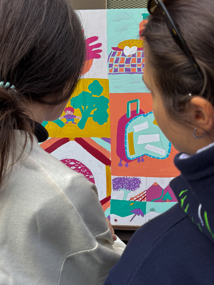 Straßenkunstprojekt von ArteBrije Studio in Zusammenarbeit mit Einwandererkindern in Zaragoza, Spanien