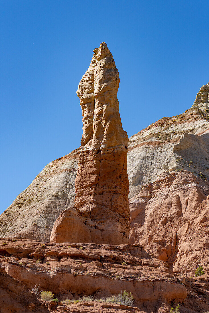 Ein Sandrohr oder Kaminfelsen, ein erodierter Felsturm im Kodachrome Basin State Park in Utah.