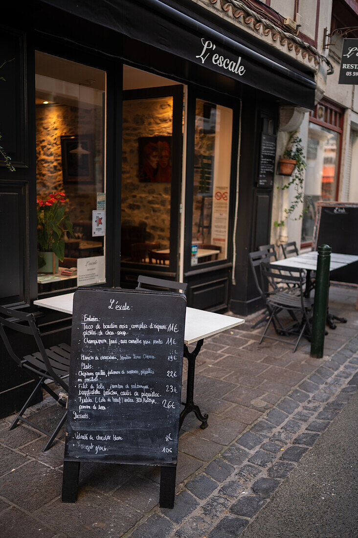 L’escale restaurant,Saint Jean de Luz,fishing town at the mouth of the Nivelle river,in southwest France’s Basque country