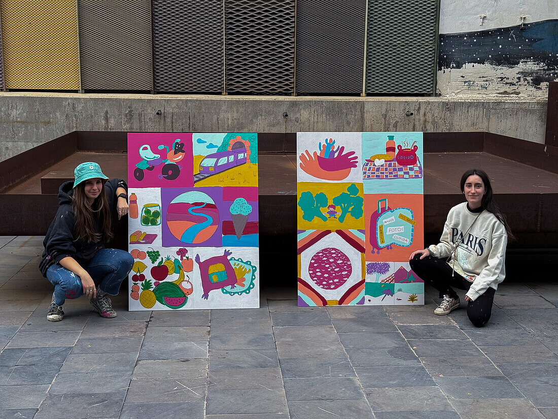 Straßenkunstprojekt von ArteBrije Studio in Zusammenarbeit mit Einwandererkindern in Zaragoza, Spanien