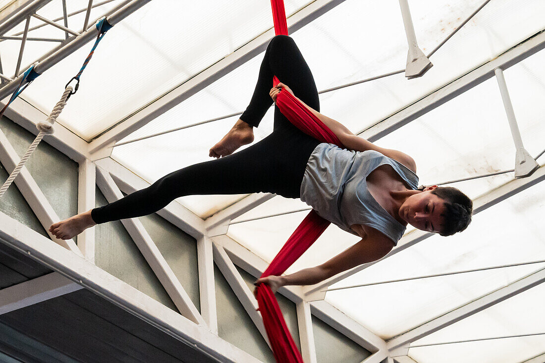 Circus show with kids at Centro Civico La Almozara during the Fiestas of el Pilar,Zaragoza,Aragon,Spain