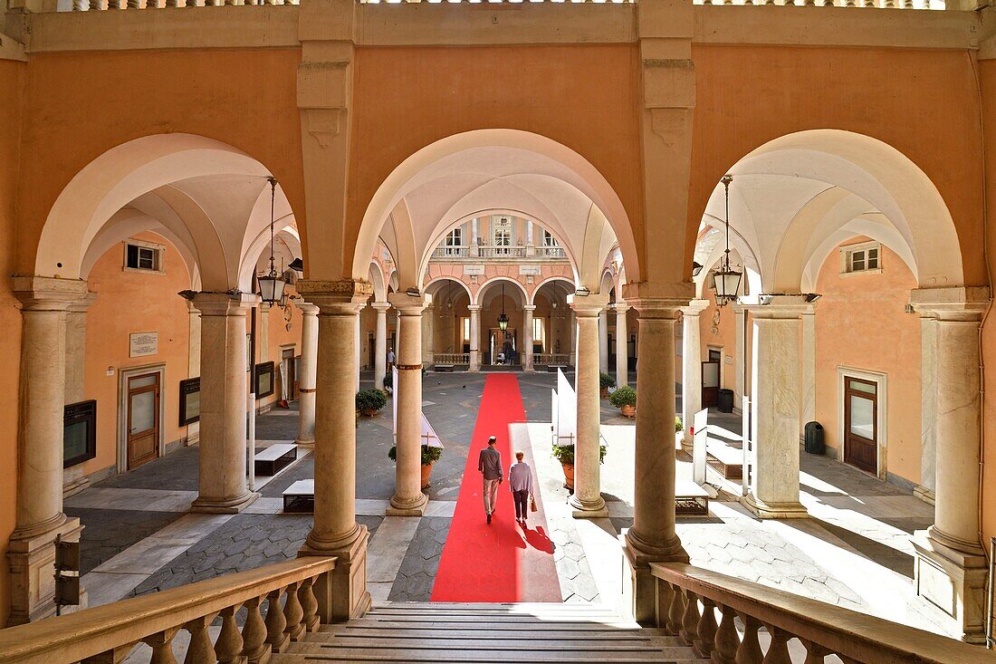 Italy, Liguria, Genoa, Via Garibaldi, Palazzi delle Strade Nuove, the Palazzo Tursi is part of the Palazzi dei Rolli 42 listed as World Heritage by UNESCO