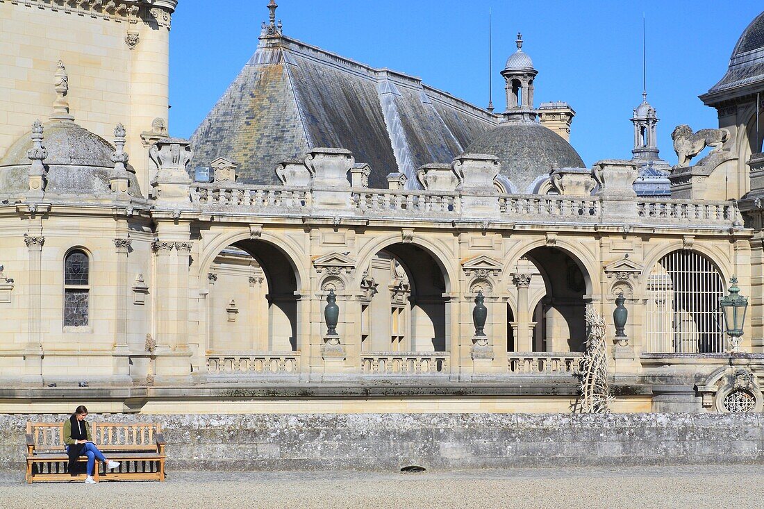 France, Oise, Chantilly, Domaine de Chantilly, 19th century castle, terrace of the Constable