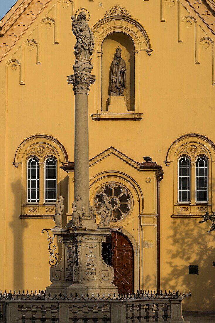 Slovakia, Bratislava, church of the Capuchins consecrated in 1717 and dedicated to Saint-Etienne of Hungary with on its forecourt a column erected in 1723 recalling the epidemic of plague