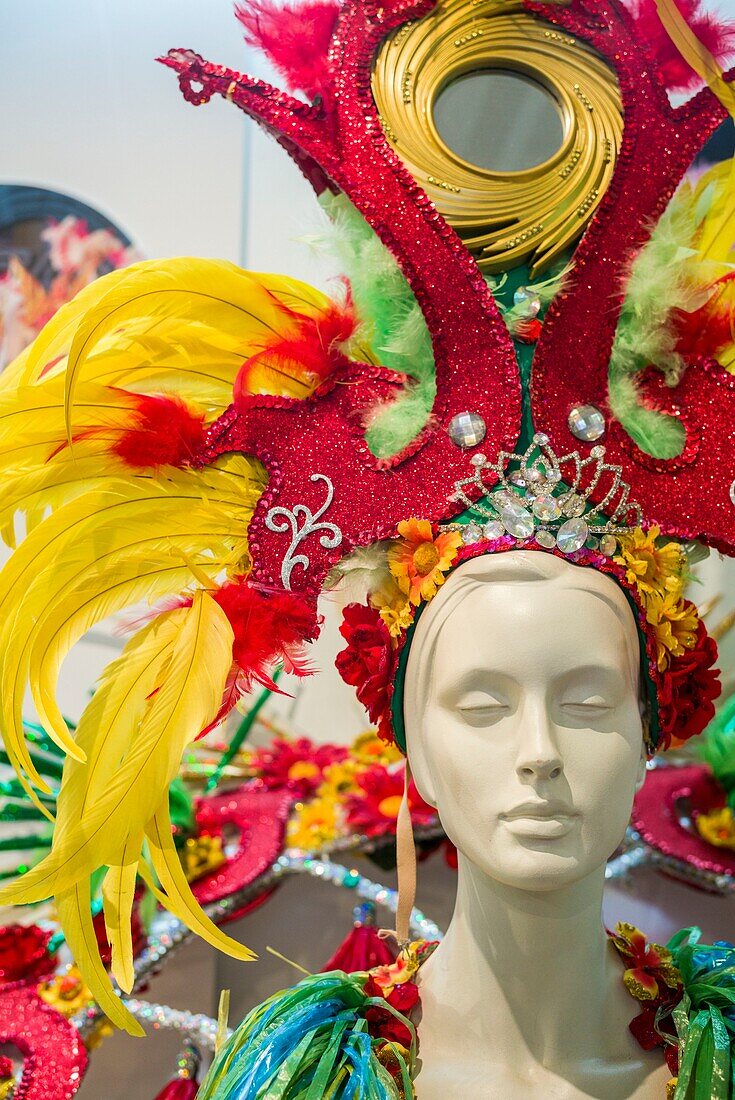 Spain, Canary Islands, Tenerife Island, Santa Cruz de Tenerife, Casa Carnival, city museum dedicated to the Santa Cruz Carnival, carnival costume