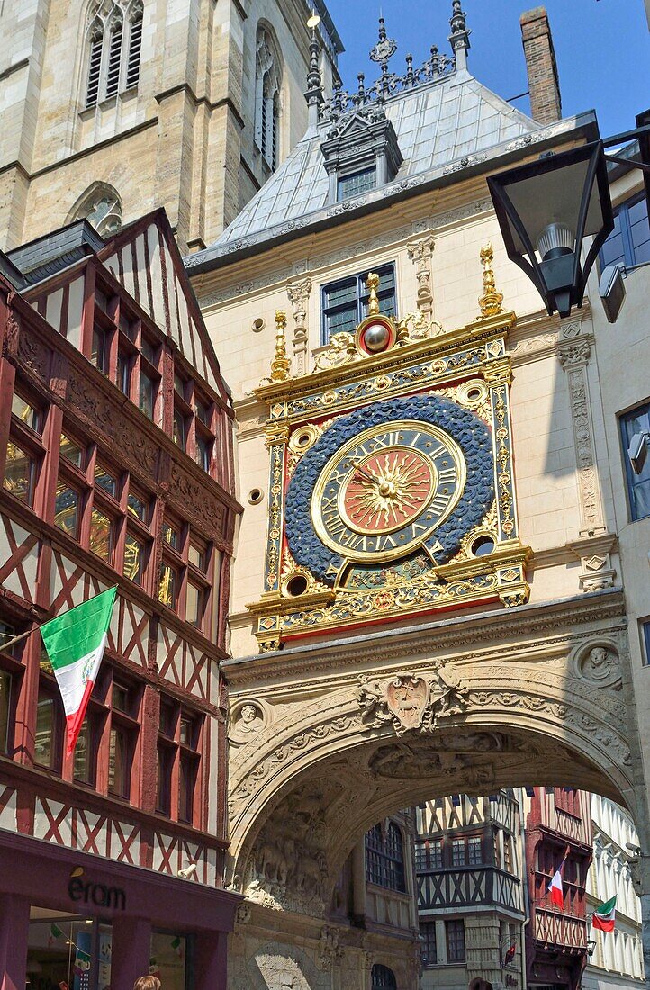 France, Seine Maritime, Rouen, the Gros Horloge is an astronomical clock dating back to the 16th century