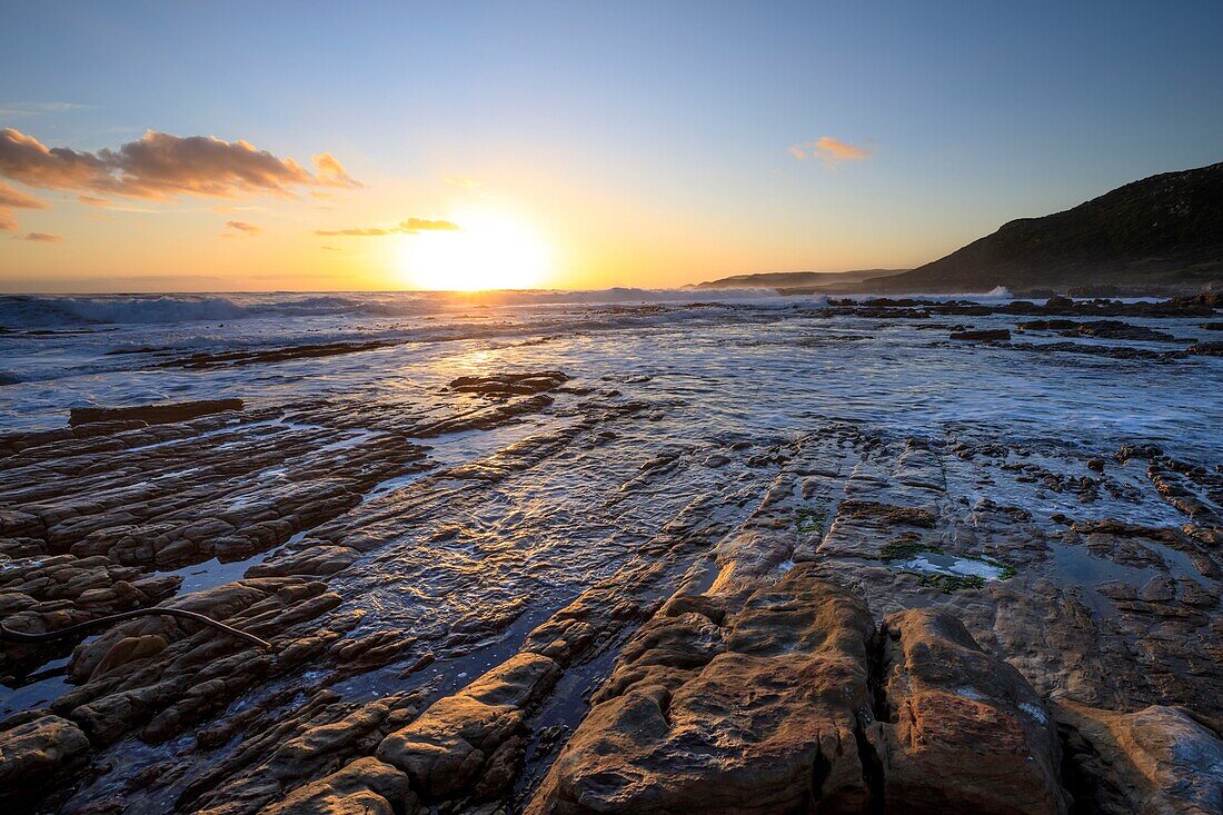 Südafrika, Westkap, Sonnenuntergang an der südlichsten Küste, am Kap der Guten Hoffnung