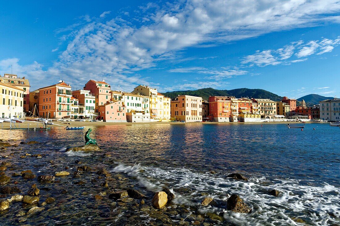 Italy, Liguria, Province of Genoa, Riviera di Levante, Sestri Levante, Bay of Silence (Baia del Silenzio)