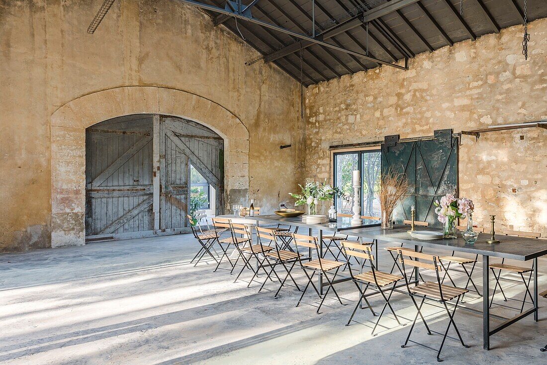 France, Mauguio, Story: Before/After: A completely renovated domain in a chic tex-mex industrial spirit