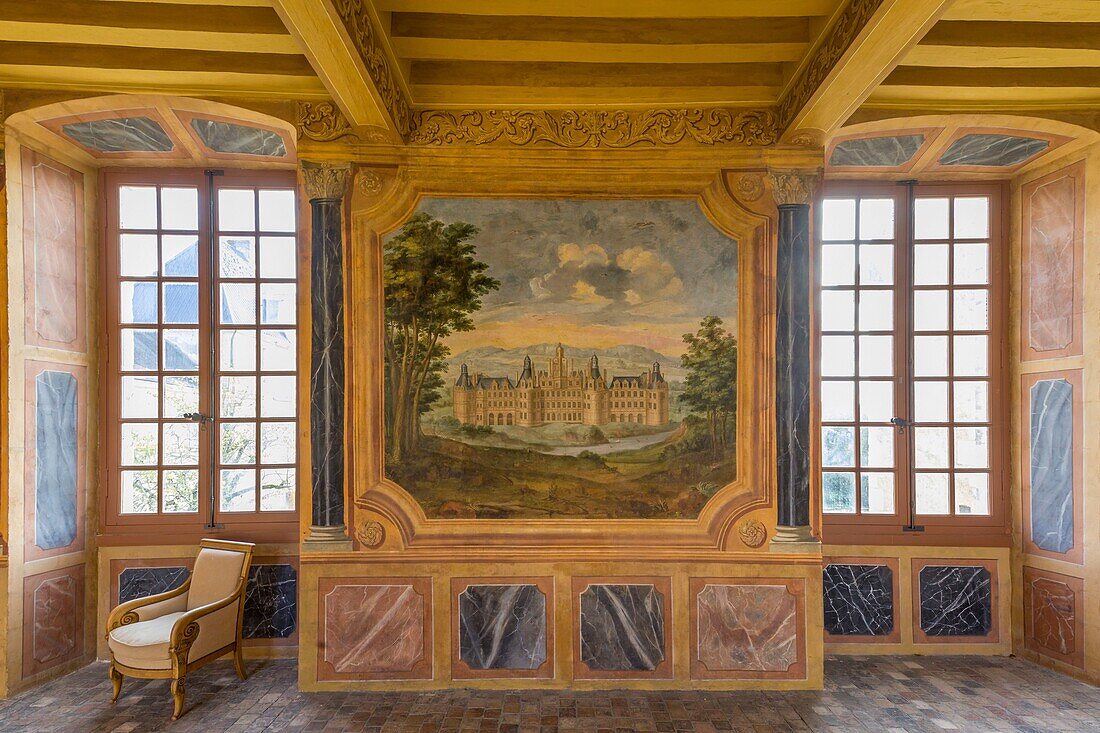 France, Indre et Loire, Gizeux, castle of Gizeux, painting gallery of Gizeux castle, castles gallery