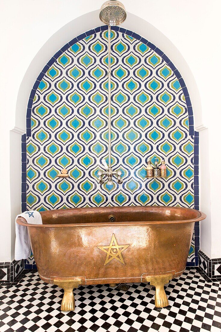 Morocco, Essaouira, Riad Salut Maroc, Story: Eccentric arty rendez-vous in a hyper vitamined riad