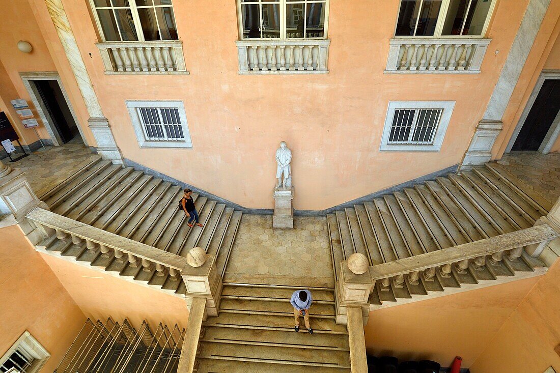 Italien, Ligurien, Genua, Via Garibaldi, Palazzi delle Strade Nuove, der Palazzo Tursi ist Teil der Palazzi dei Rolli 42, die zum Weltkulturerbe der UNESCO gehören