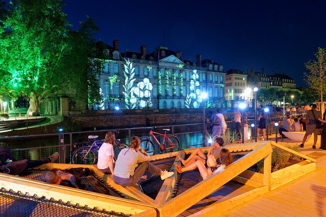 Frankreich, Bas Rhin, Straßburg, Altstadt, die von der UNESCO zum Weltkulturerbe erklärt wurde, das Palais des Rohan, das das Museum für dekorative Künste, schöne Künste und Archäologie beherbergt, sommerliche Licht- und Tonshow