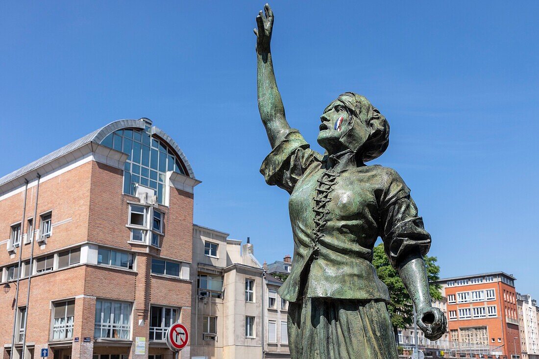 France, Nord, Lille, Avenue du Peuple Belge, tribute to Jeanne Maillotte