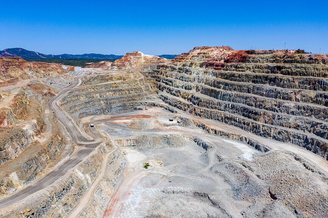 Spain, Andalucia, province of Huelva, the Minas de Rio Tinto, from a drone machine