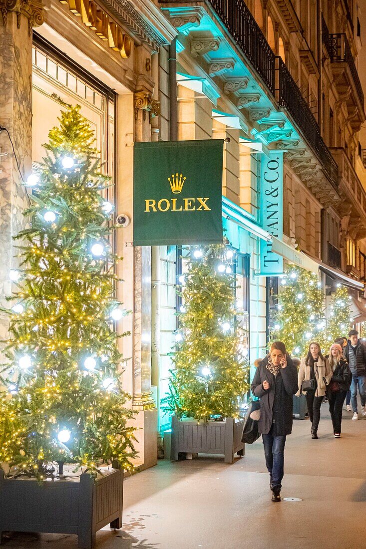 France, Paris, place Vendome, Christmas decoration, the Rolex store