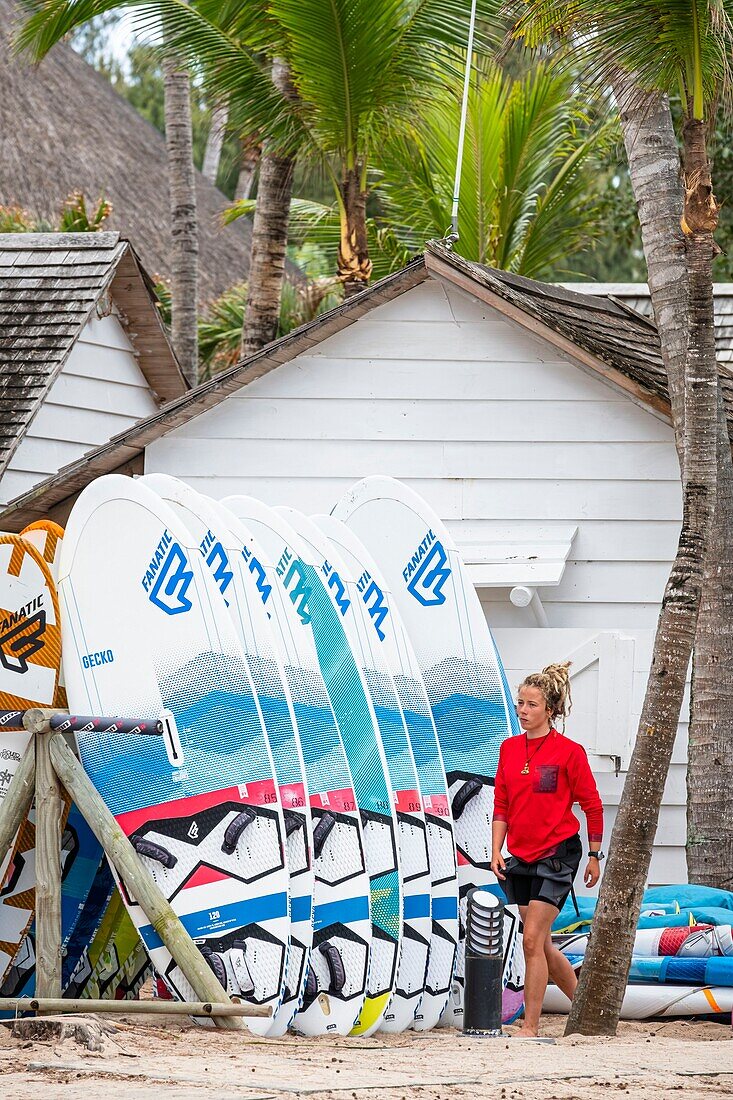 Mauritius, Riviere Noire district, Le Morne Peninsula, ION CLUB Le Morne windsurf center