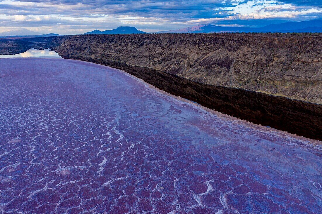 Kenya, lake Magadi, Rift valley, soda (aerial view)